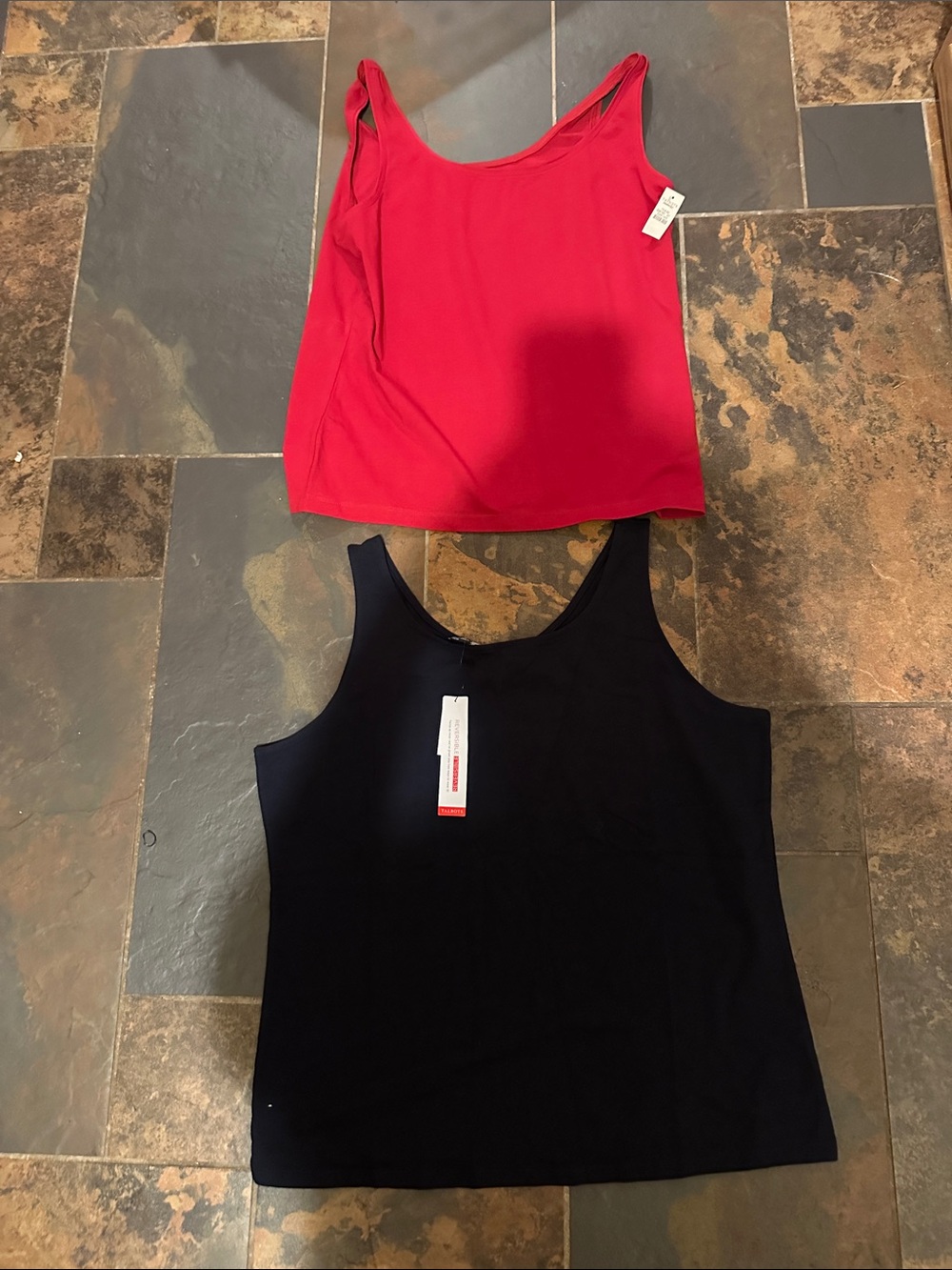 Talbots Red and Black Scoop Neck Tank Tops new